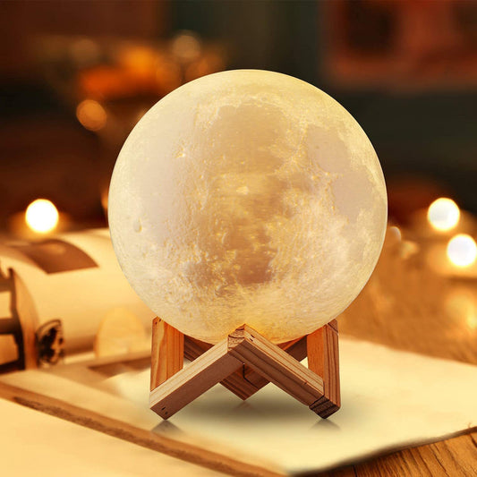 16 Colors LED Night Light 3D Printing Moon Light with Stand & Remote/Touch Control and USB Rechargeable