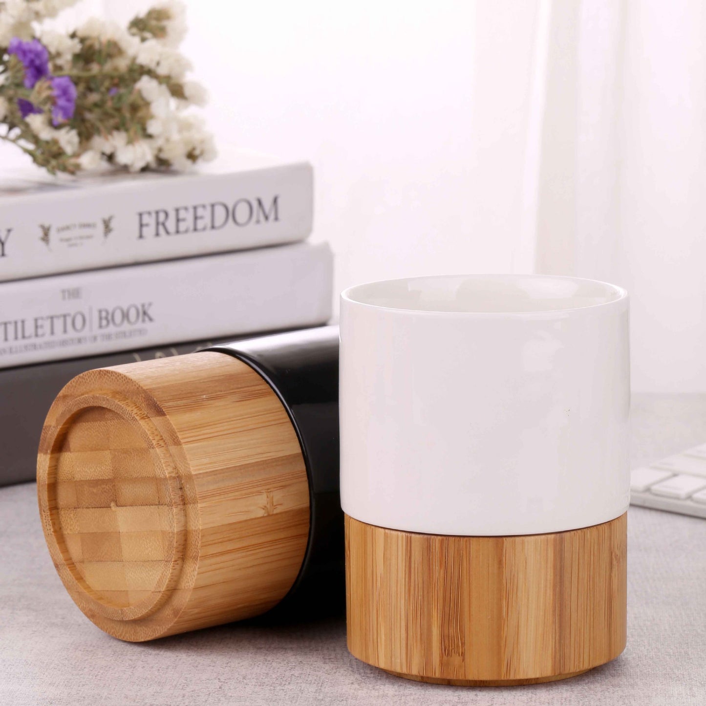 10oz Bamboo Base Ceramic Mug