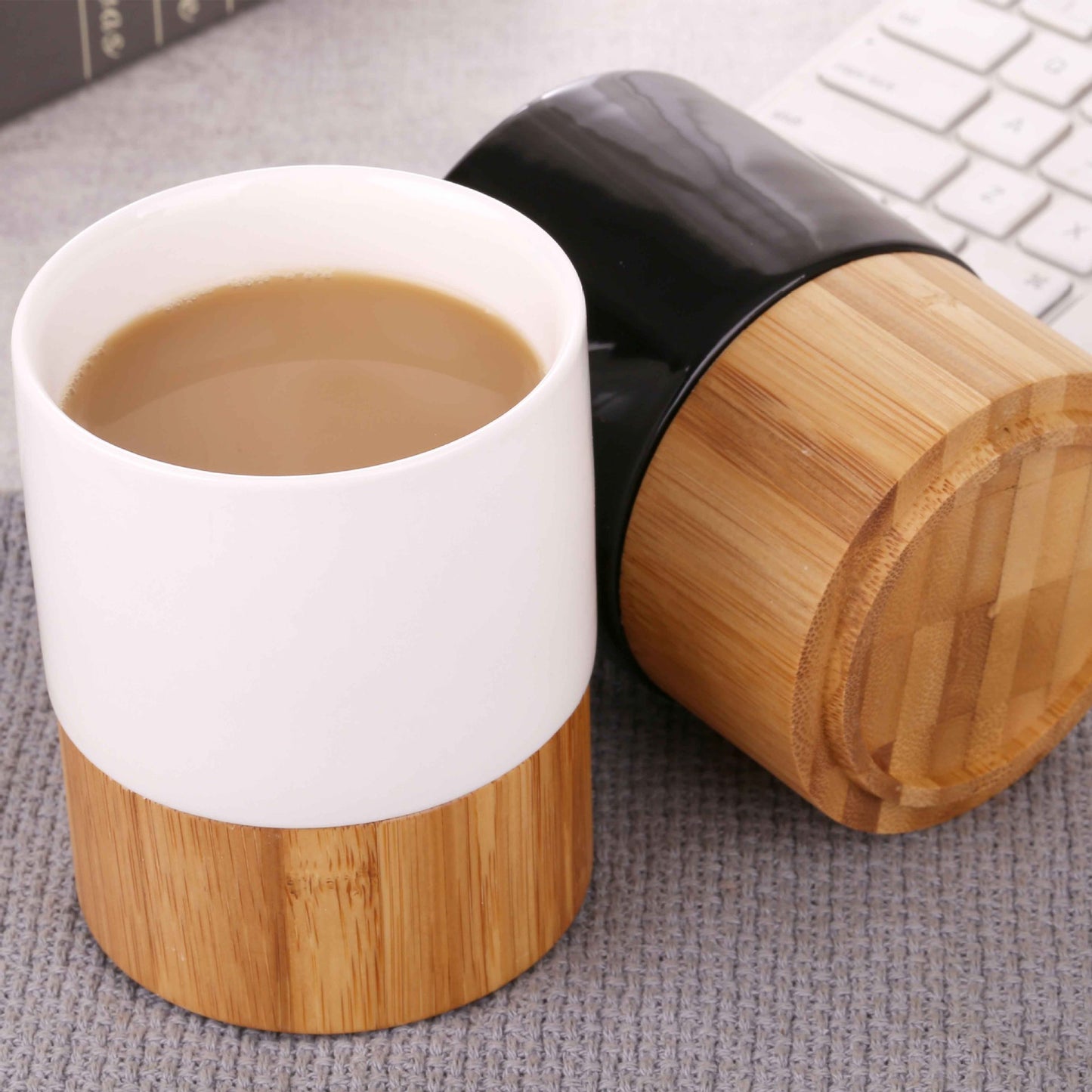 10oz Bamboo Base Ceramic Mug