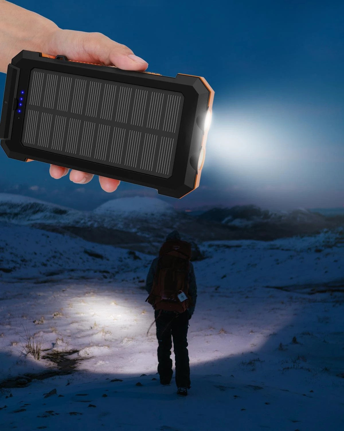 8000mAh Waterproof Compass Solar Power Bank with Flashlight