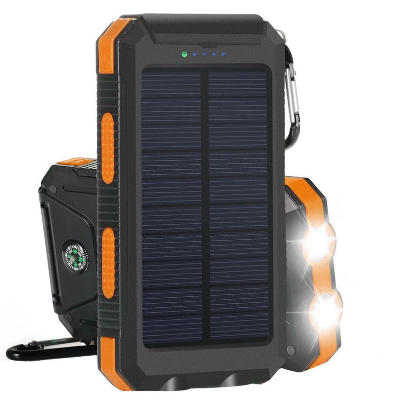 8000mAh Waterproof Compass Solar Power Bank with Flashlight