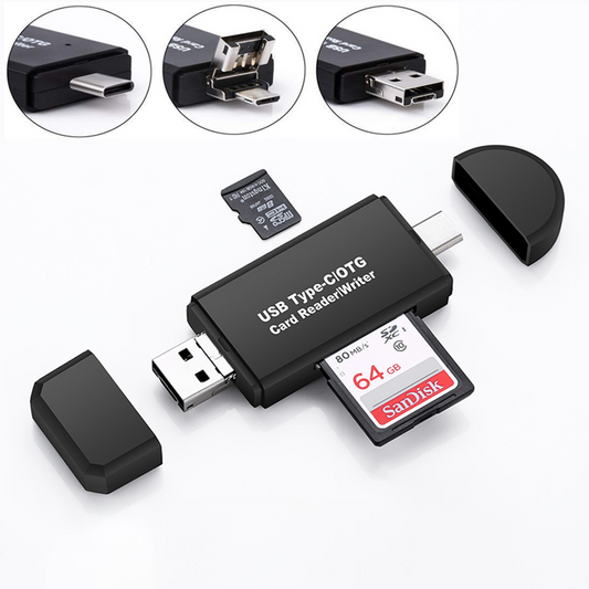 3-In-1 Portable Memory Card Reader